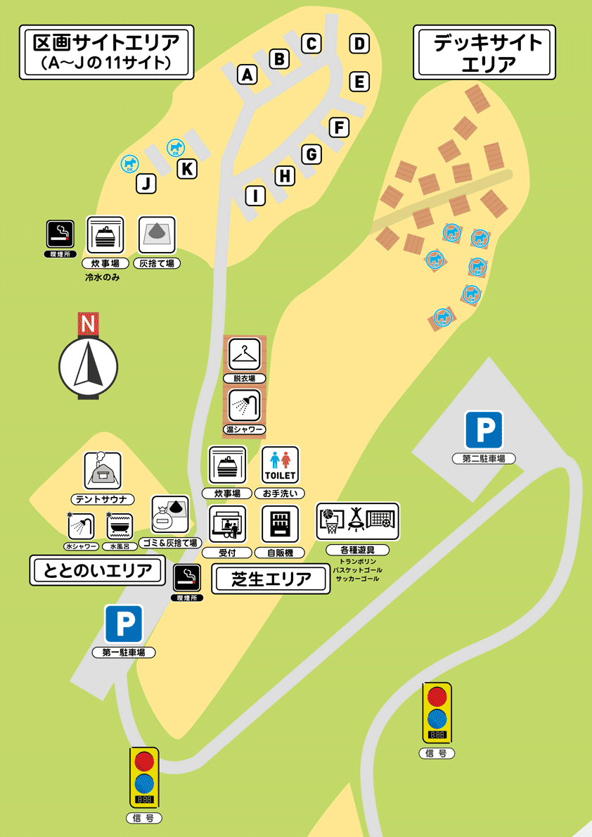 箕面ビーキャンプ&サウナの場内マップ・地図