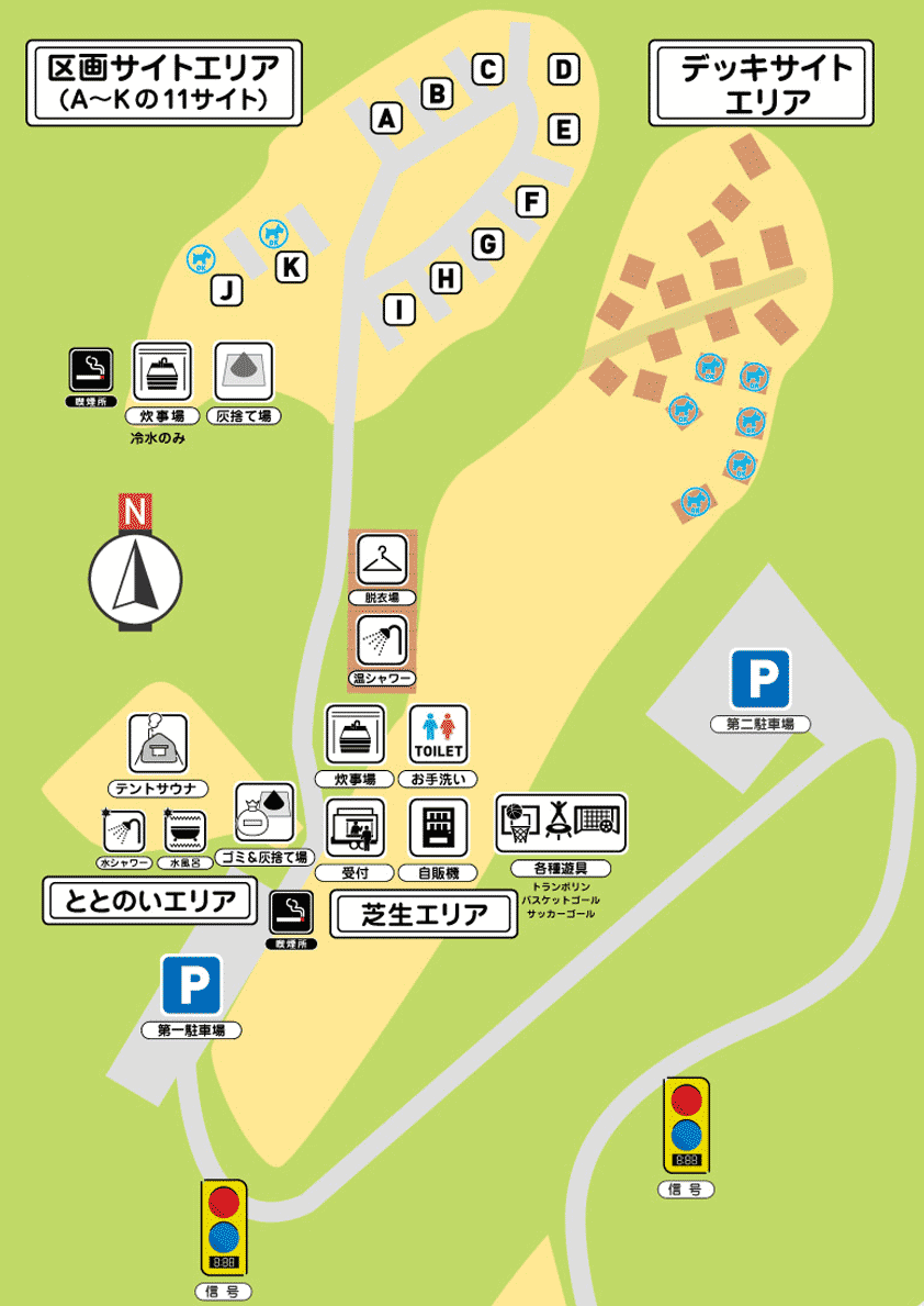 箕面ビーキャンプ&サウナの場内マップ・地図