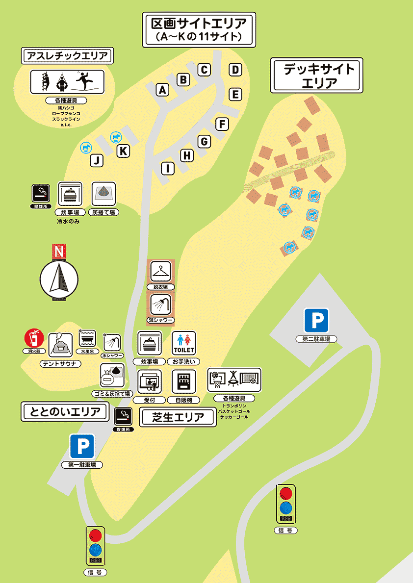 箕面ビーキャンプ&サウナの場内マップ・地図